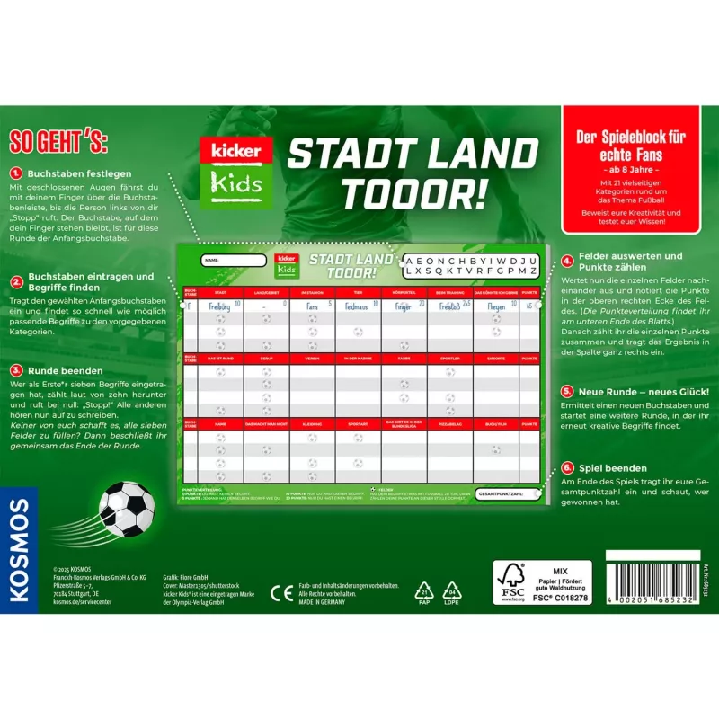Kicker Kids: Stadt - Land - Tor, Puzles spēle