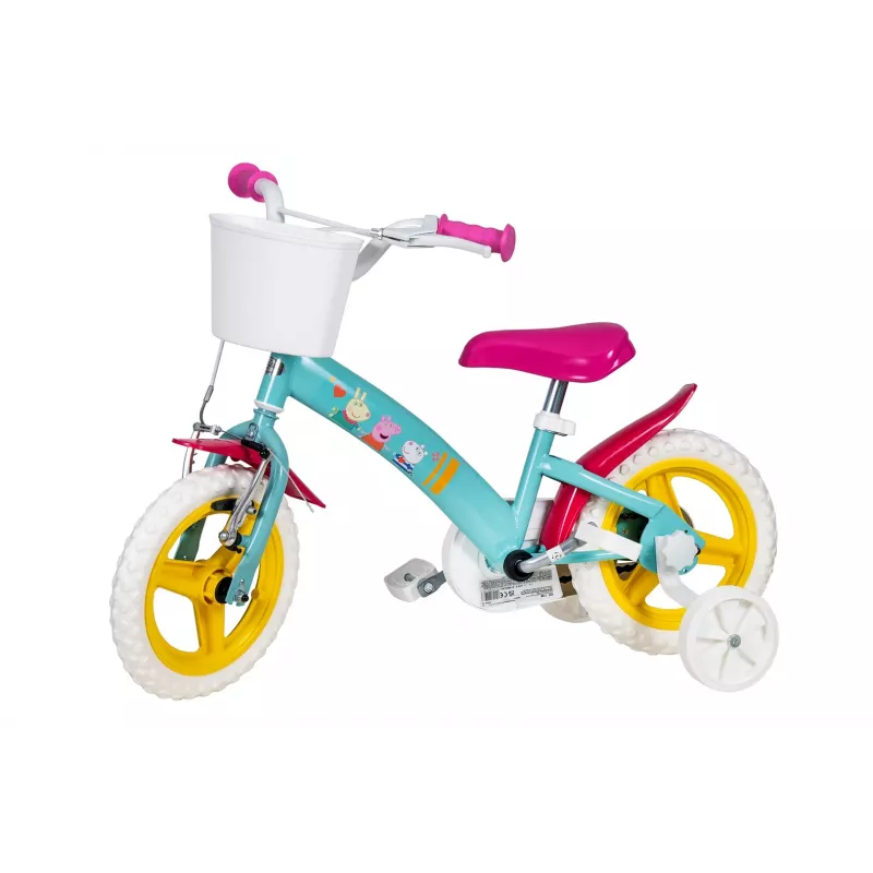 Bērnu velosipēds Toimsa TOI1198 12 collu Peppa Pig dizains, putuplasta riepas, priekšējā bremze, sānu riteņi, grozs