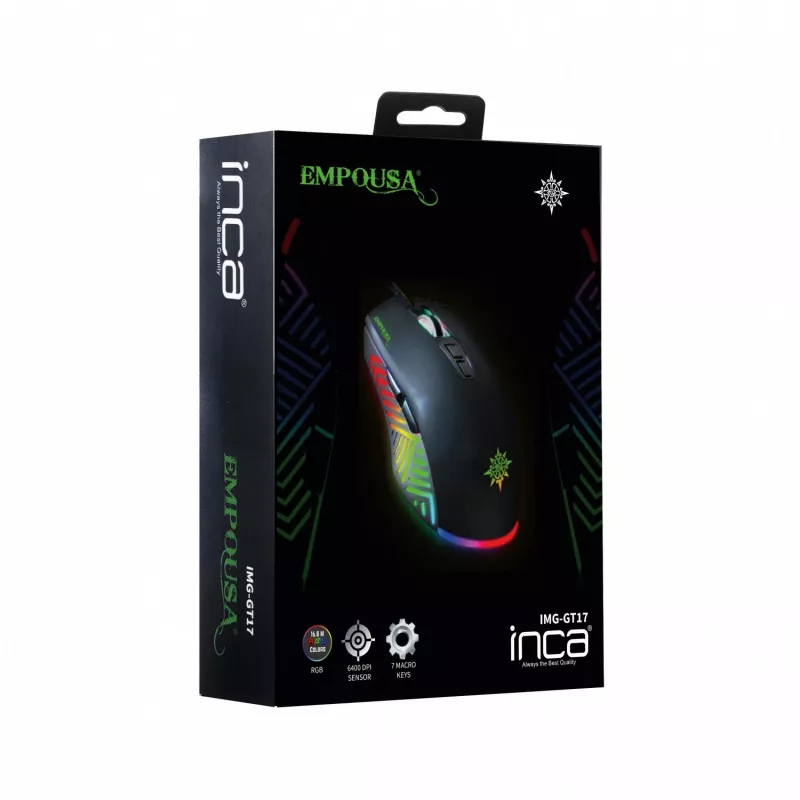 INCA Gaming Mouse IMG-GT17 6400 DPI RGB 7 pogas USB SW retail