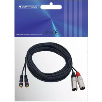 Omnitronic 3022522E Audio kabelis 6 m 2 x XLR (3-pin) 2 x RCA Melns (3022522E)