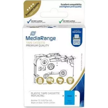 MediaRange MRBTZ531 plastmasas lentes kasete 12mm 8m melns uz zila