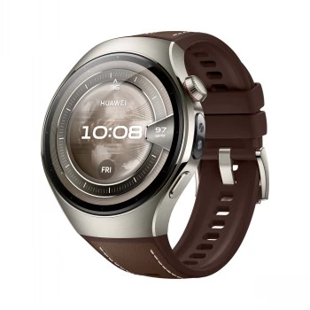 Viedpulkstenis HUAWEI WATCH 5 Classic 46 mm, 1.38 collu AMOLED 466×466, skārienekrāns, GPS, sudraba korpuss, brūna siksniņa