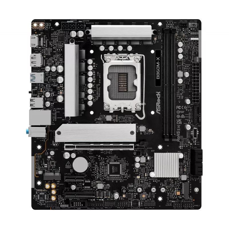ASRock B860M-X mātesplate ar Intel B860 mikroshēmojumu, LGA 1851, micro ATX, DDR5