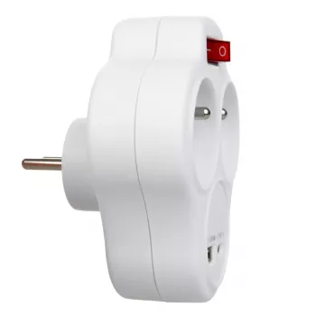 MACLEAN MCE336E Elektriskais dubultkontaktligzdas sadalītājs ar 2 USB portiem, E tips