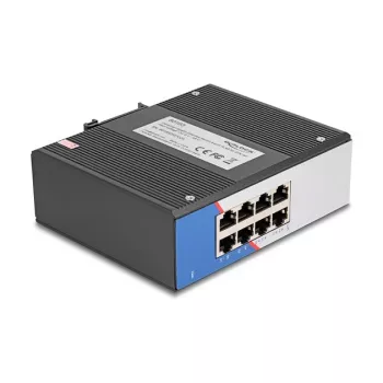 Gigabita Ethernet slēdzis DELOCK 80163, 8 portu RJ45 industriālais slēdzis, nepārvaldāms, metāla korpuss