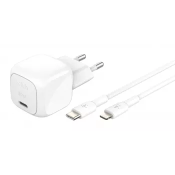 30W USB-C lādētājs Belkin WCA008KQ1MWH-B5 PD PPS, kompakts barošanas adapteris telefoniem un planšetēm