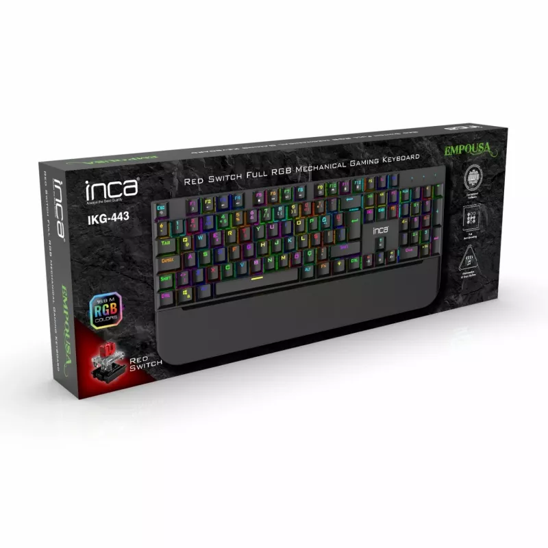 Incase Gaming Keyboard IKG-443 mehāniskā tastatūra, RGB, vācu izkārtojums