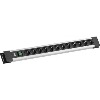 Pagarinātājs Bachmann CONNECTUS 12x CEE7/3 kontaktligzdas, 1x slēdzis, 2,0 m kabelis, CEE7/7 kontaktdakša, pelēks