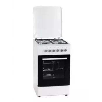 Elektriski-gāzes plīts MPM MPM-56-KGM-04, 4 degļi, 56 cm, elektriskā cepeškrāsns, melna