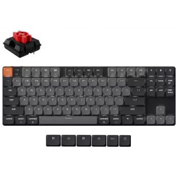 Tastatūra Keychron K1 mehāniska 80% QWERTY angļu, USB + Bluetooth, LED fona apgaismojums, Pelēka
