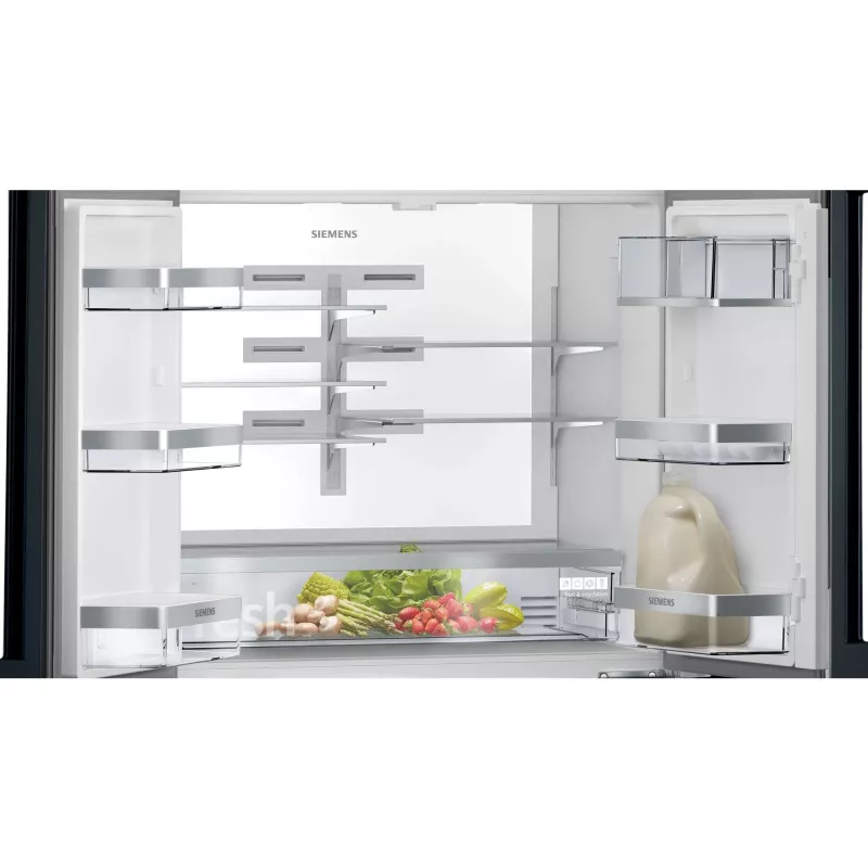 Siemens KF96RSBEA sānu-sānu ledusskapis Brīvi stāvošs 572 L Melns