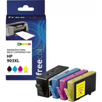 Kasetņu komplekts Freecolor HP 903XL melna + ciāna + fuksīna + dzeltena pārstrādāts