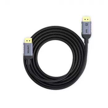 DisplayPort kabelis Unitek C1626GY01-1.5M — 1,5 m, DisplayPort 2.1, Tēviņš-Tēviņš, 360 Hz, 15360×8640, Pelēks