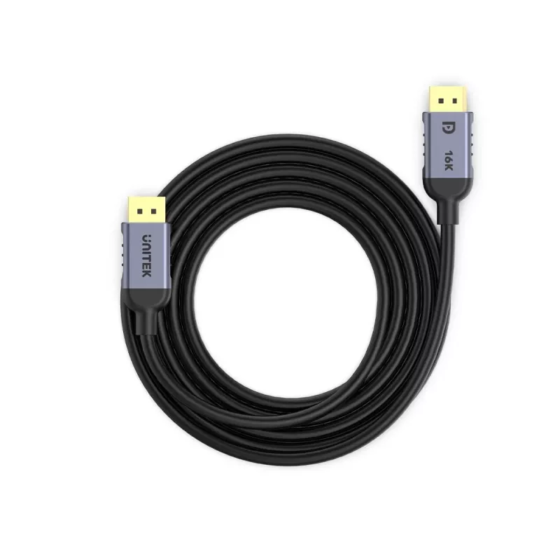 DisplayPort kabelis Unitek C1626GY01-1.5M — 1,5 m, DisplayPort 2.1, Tēviņš-Tēviņš, 360 Hz, 15360×8640, Pelēks