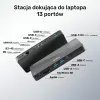 Doko stacija UNITEK D1079A USB4 Melna 100W Power Delivery