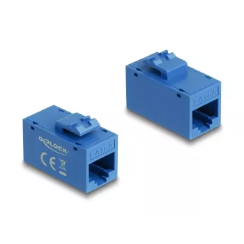 Keystone modulis DELOCK 90642 — plakans RJ-45 ieliktnis, zils, 16.2×30×20.5 mm