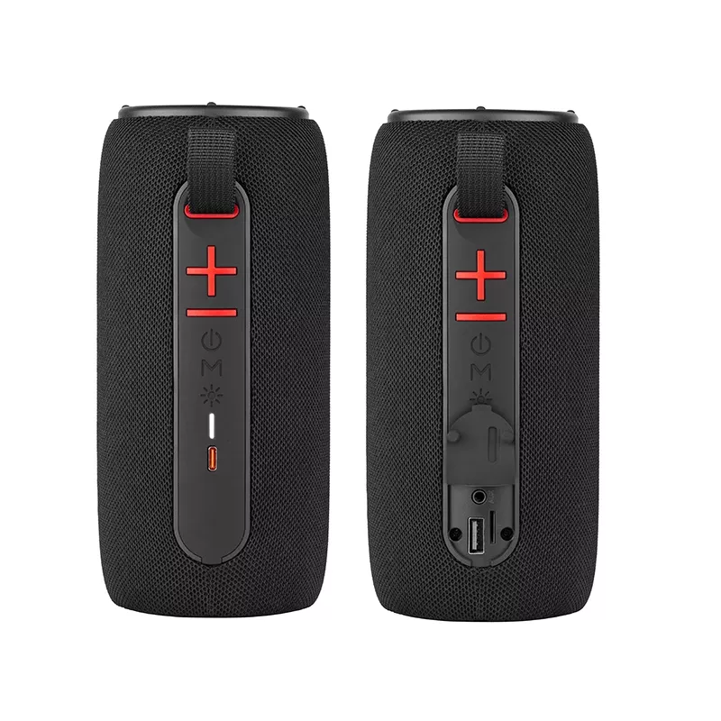 Pārnēsājams stereo skaļrunis TRACER Stripe Black — 10 W RMS, Bluetooth/Vadu, USB-A & USB-C, MicroSD, iebūvēts akumulators (līdz 5 h)