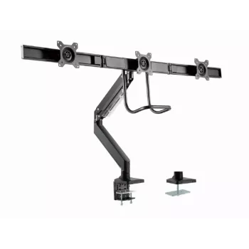 GALDA STATĪVS 3 MONITORIEM GEMBIRD MA-DA3-03, 3 ROKAS, GĀZES ATSPERE, VESA 75–100X100, LĪDZ 27 COLLĀM, 18 KG, MELNS