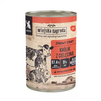 WIEJSKA ZAGRODA Kaķēnu mitrā barība ar trusi un teļa gaļu - 400g