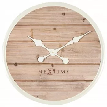 NeXtime klok 3134wi Plank sienas pulkstenis, Ø50 cm, balts