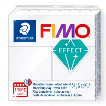 Polimērmāls FIMO effect balts caurspīdīgs 8010-014 — caurspīdīgs balts efekts, mīksts polimērmāls, 57 g stienītis