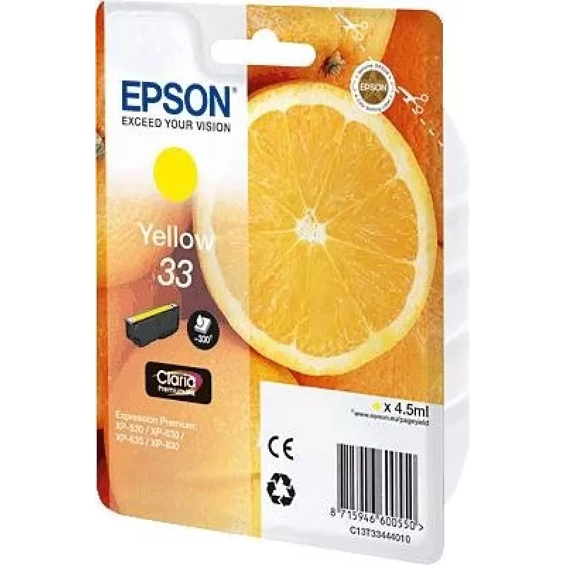 Epson Oranges C13T33444010 tintas kasetne 1 gab. Originala Dzeltena