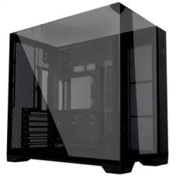 Lian Li O11 Vision Compact PC korpusa komplekts + 3x UNI FAN SL-INF 120 Reverse Blade ventilators - melns
