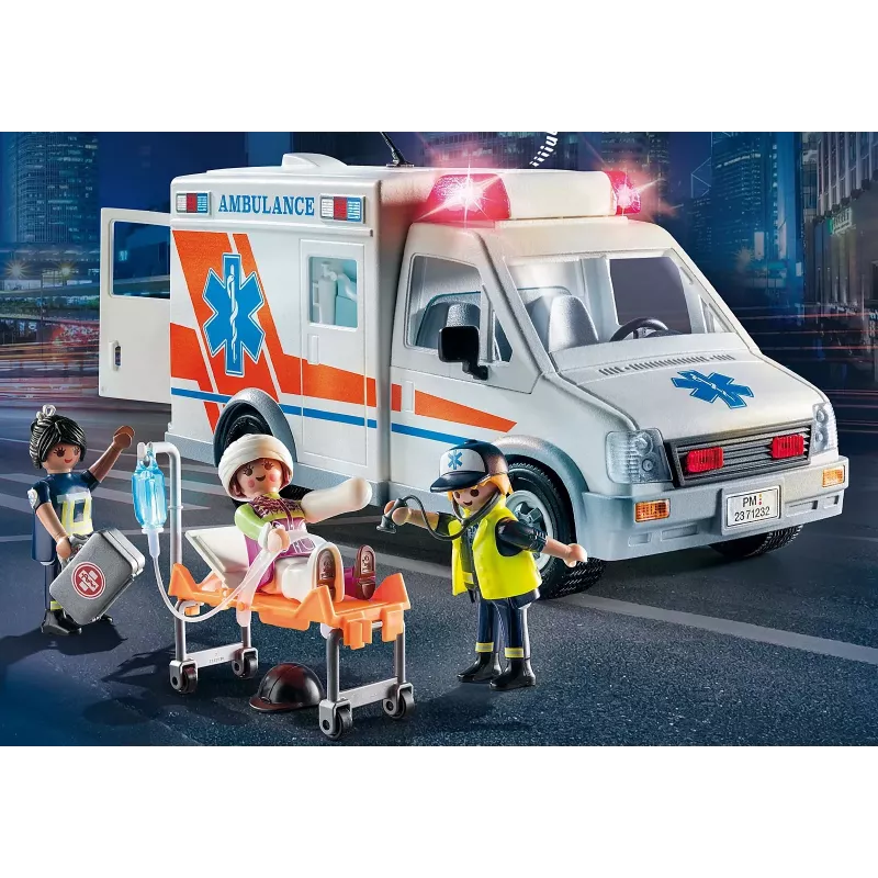 Rotaļu ātrās palīdzības auto PLAYMOBIL 71232 — daudzkrāsains, vecumam no 4 līdz 10 gadiem, AAA baterija