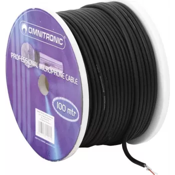 Mikrofona kabelis Omnitronic 2x0,22 mm² 100 m Melns