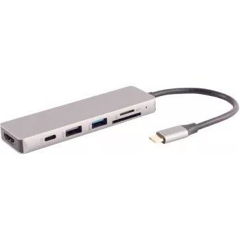S/CONN 14-05027 Vadu USB 3.2 Gen 1 Type-C dokstacija klēpjdatoram, pelēka