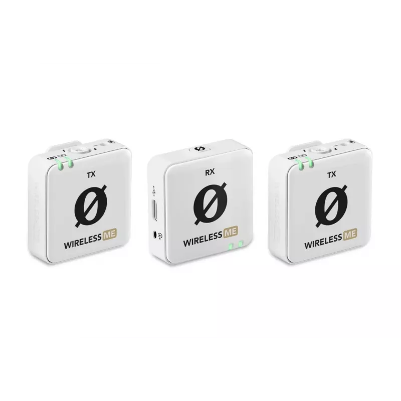 RØDE Wireless ME Dual White - kompakta bezvadu mikrofonu sistēma ar diviem raidītājiem divkanālu ierakstam