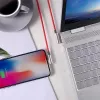 USB–Lightning kabelis Aukey CB-AL01 sarkans — neilona pīts, Lightning savienotājs Apple ierīcēm