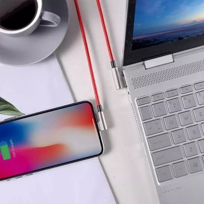 USB–Lightning kabelis Aukey CB-AL01 sarkans — neilona pīts, Lightning savienotājs Apple ierīcēm
