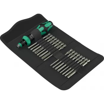 Wera instrumentu komplekts Kraftform Kompakt 60 RA-R 1, 17 daļu skrūvgriežu un uzgaļu komplekts ar kompakto sprūdrata rokturi