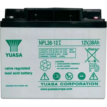 Noslēgts AGM akumulators Yuasa NPL38-12 12V 38Ah rezerves un cikliskai lietošanai