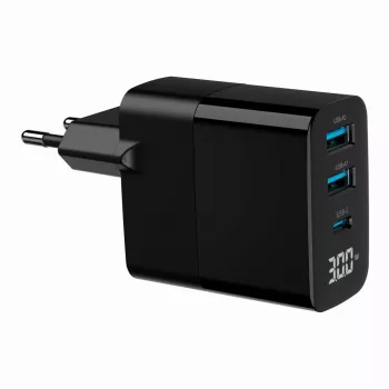 Gembird TA-UC-PDQC30LCD-BK-02 universāls mobilā telefona lādētājs Melns AC Ātrā uzlāde Iekštelpām