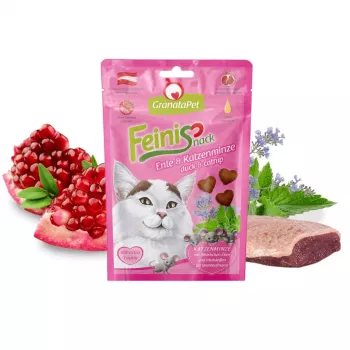 Kaķu gardumi Fox4Pets GRANATAPET FeiniSnack Pīle & kaķumētra, gaļīgs cietais maisiņš, 50 g, bez cukura, bez lipekļa