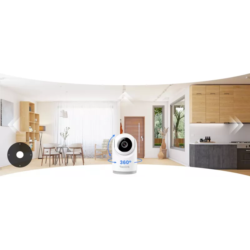 IP drošības kamera Reolink E331 — griestu/galda iekštelpu kamera, 2880×1616, 4 mm objektīvs, 87.5° horizontāls, Wi‑Fi