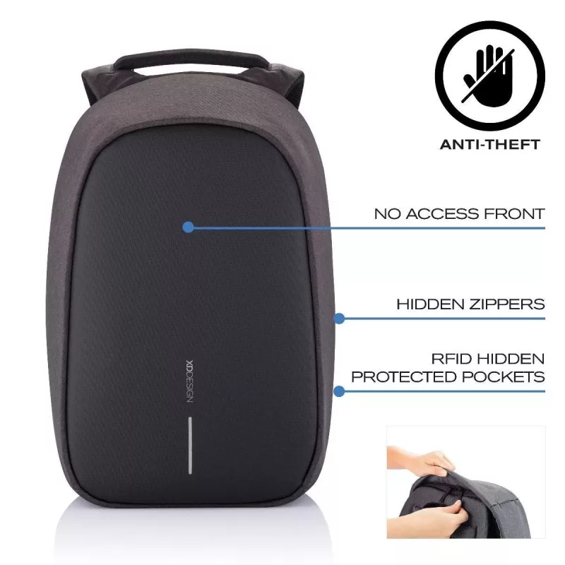 Mugursoma XDDESIGN P705.291 Antracīta — 18 L, nodalījumi klēpjdatoram un planšetei, fiksējams galvenais rāvējslēdzējs