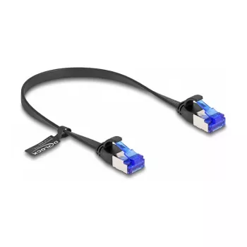 Tīkla kabelis DeLOCK RJ45 plakanais patch kabelis spraudnis-spraudnis Cat.6A 0,25 m melns