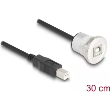 DeLOCK 88182 USB kabelis USB 2.0 0,3 m USB B melns sudrabs