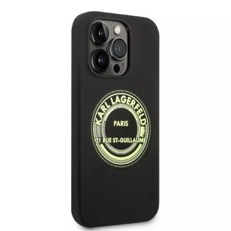 Karl Lagerfeld Soft Cover Silicone RSG Black Apple iPhone 14 Pro KLHCP14LSRSGRCK