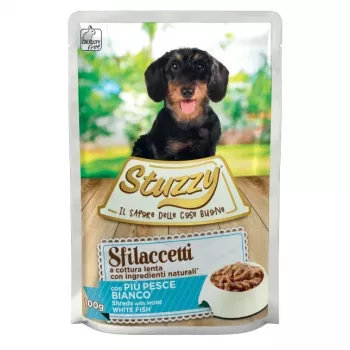 STUZZY Sfilaccetti ar baltās zivs gaļu - slapjā suņu barība - 100g
