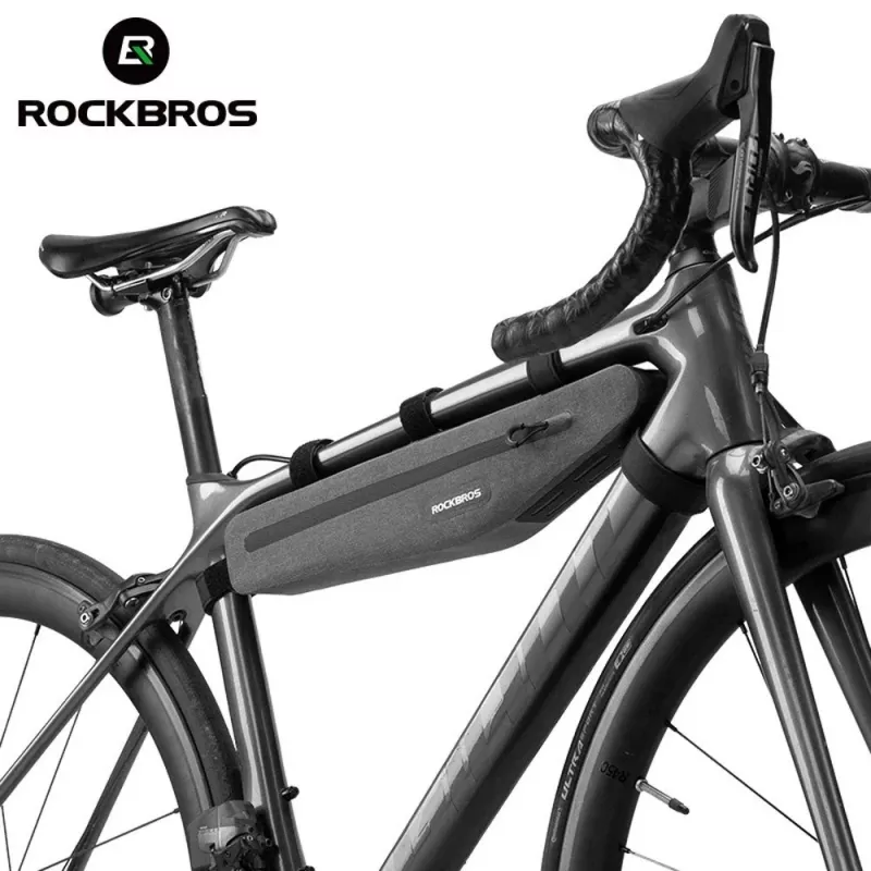Rockbros AS-052 pelēka ūdensnecaurlaidīga velosipēda rāmja soma