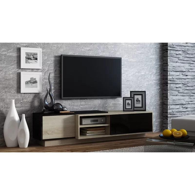 Cama TV skapis SIGMA1 180 sonomas ozols/melns glancēts