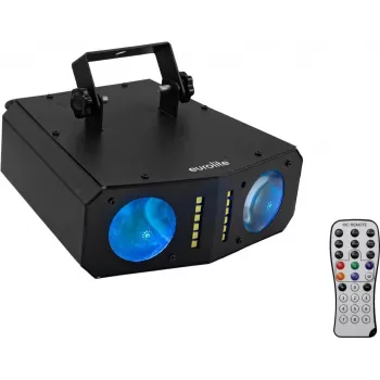 Gaismeklis EUROLITE DMF-4 Hybrid 4-in-1 LED ziedu efekts, daudzrežīmu skatuves un pasākumu gaisma