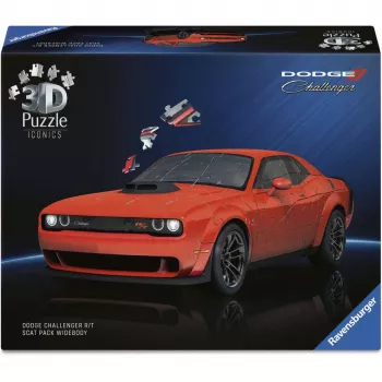 3D puzle Ravensburger Dodge Challenger R/T Scat Pack Widebody – Iconics sērija, modeļa replika