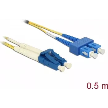 DeLOCK 86548 optiskā šķiedra 0.5 m LC-SC dzeltena viena režīma OS2 kabelis