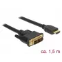 Video kabeļa adapteris DeLOCK 85583 1.5m DVI-D HDMI Type A Melns