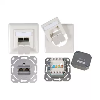 EFB-Elektronik Datu Ligzda Cat.6 250MHz augšā/lejā, iemontējama, 2xRJ45, RAL9010